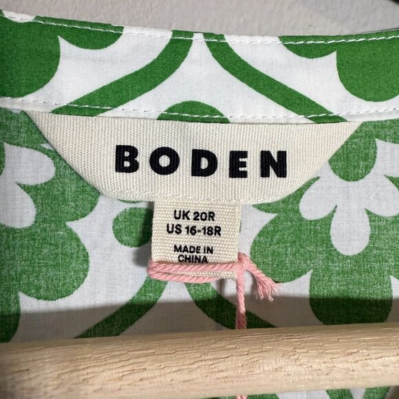 Boden Elena Cotton Tiered Midi Dress Womens 16-18 Paradise Green Ivy Trellis NWT - Picture 9 of 16